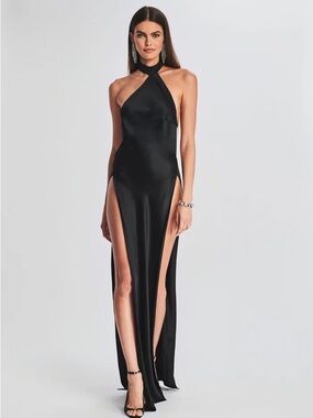 Retrofete Backless High-Slit Formal Evening Dress